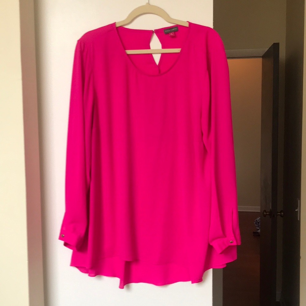 Vince Camuto hot pink high-low blouse